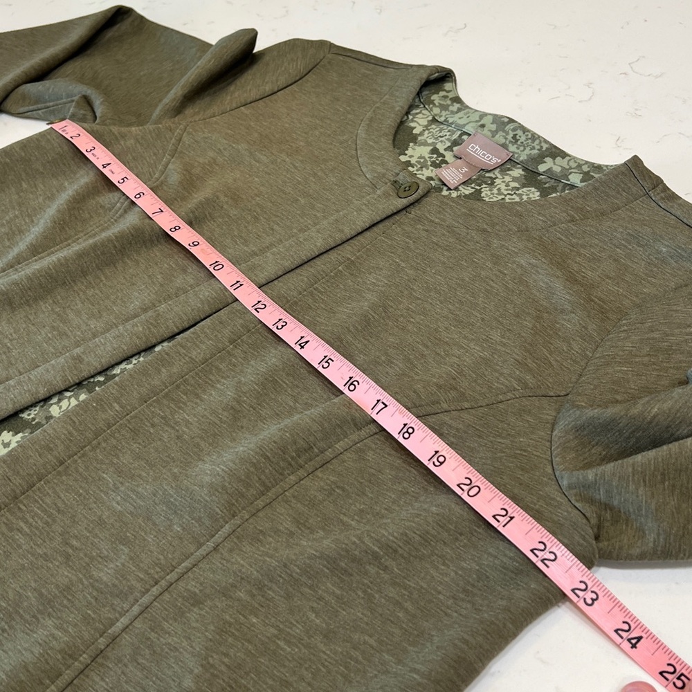 Chico’s Olive Green Single Button Cardigan Jacket Rayon Blend Size XL - Picture 6 of 8